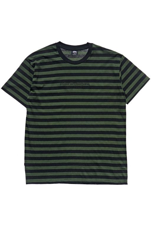 Stussy Mens International Stripe SS T Shirt Green - WKMOY8514